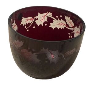 Vintage Ruby Red‎ Bowl Etched Grapes Design - Teleflora